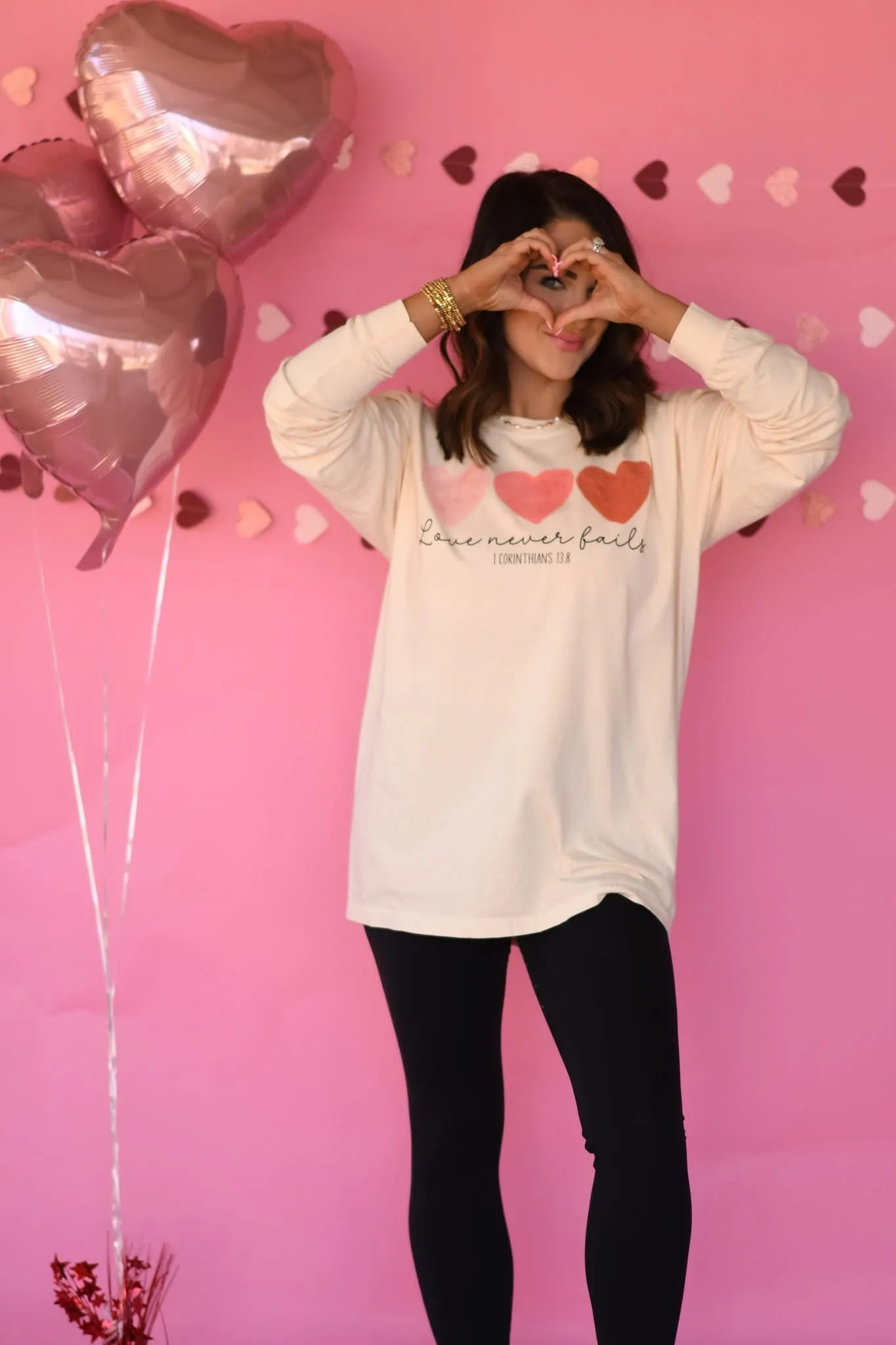 {LOVE NEVER FAILS} Ivory Crew Neck Long-Sleeve Tee