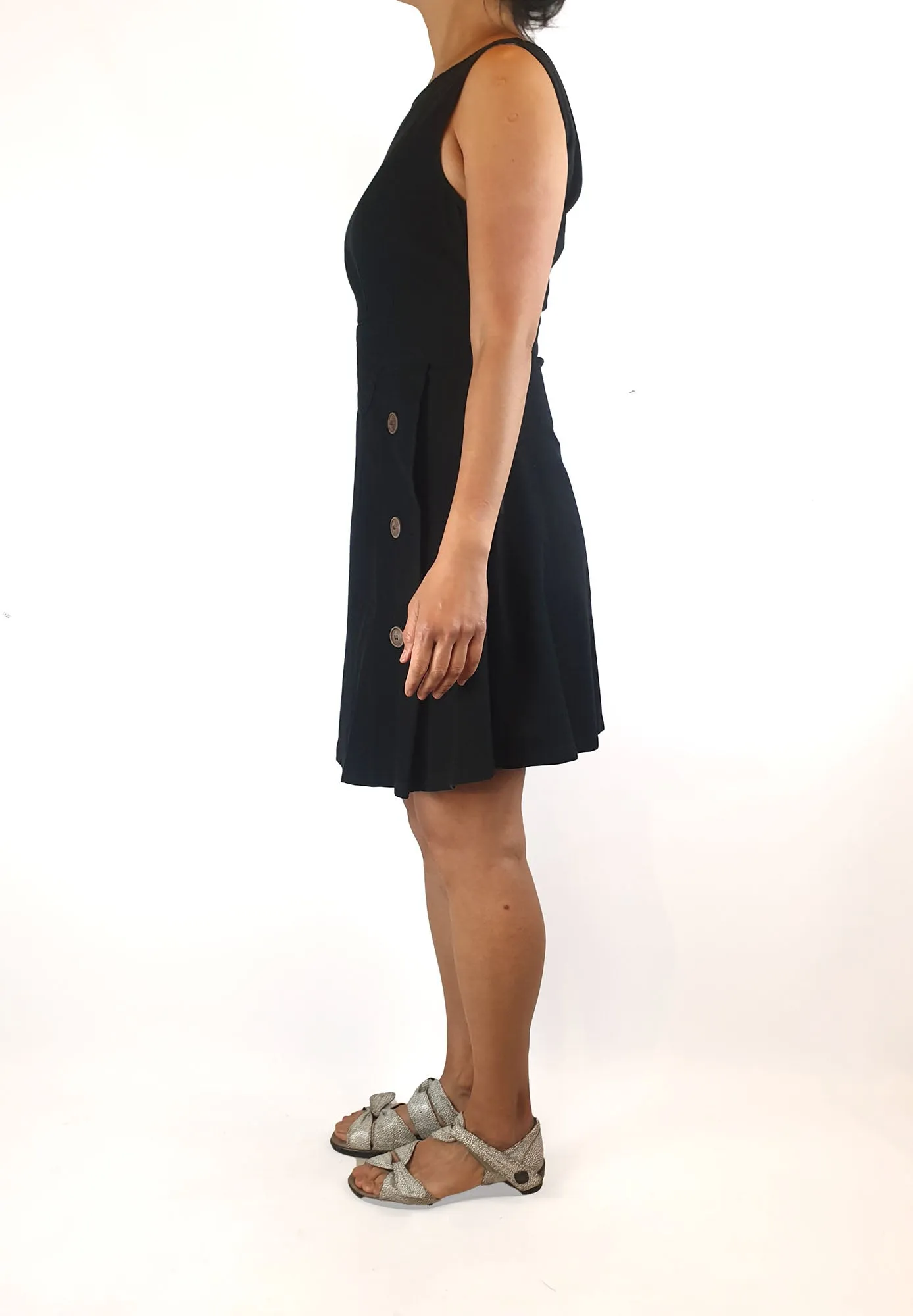 Lush black sleeveless dress with front button detail size 10