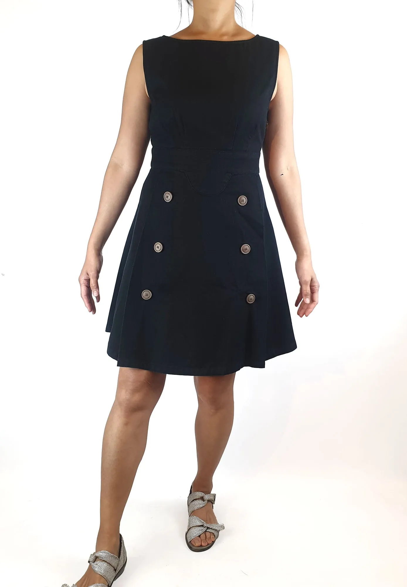 Lush black sleeveless dress with front button detail size 10