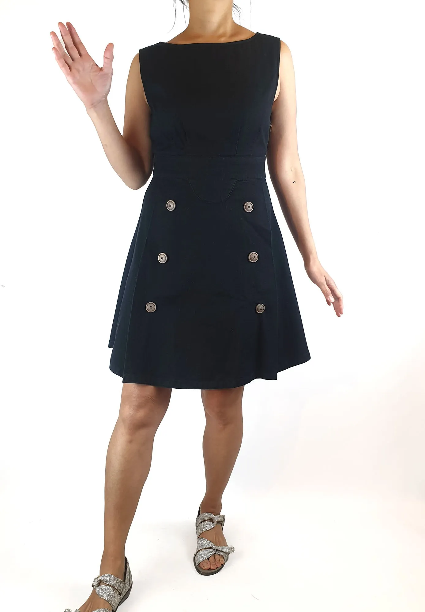 Lush black sleeveless dress with front button detail size 10