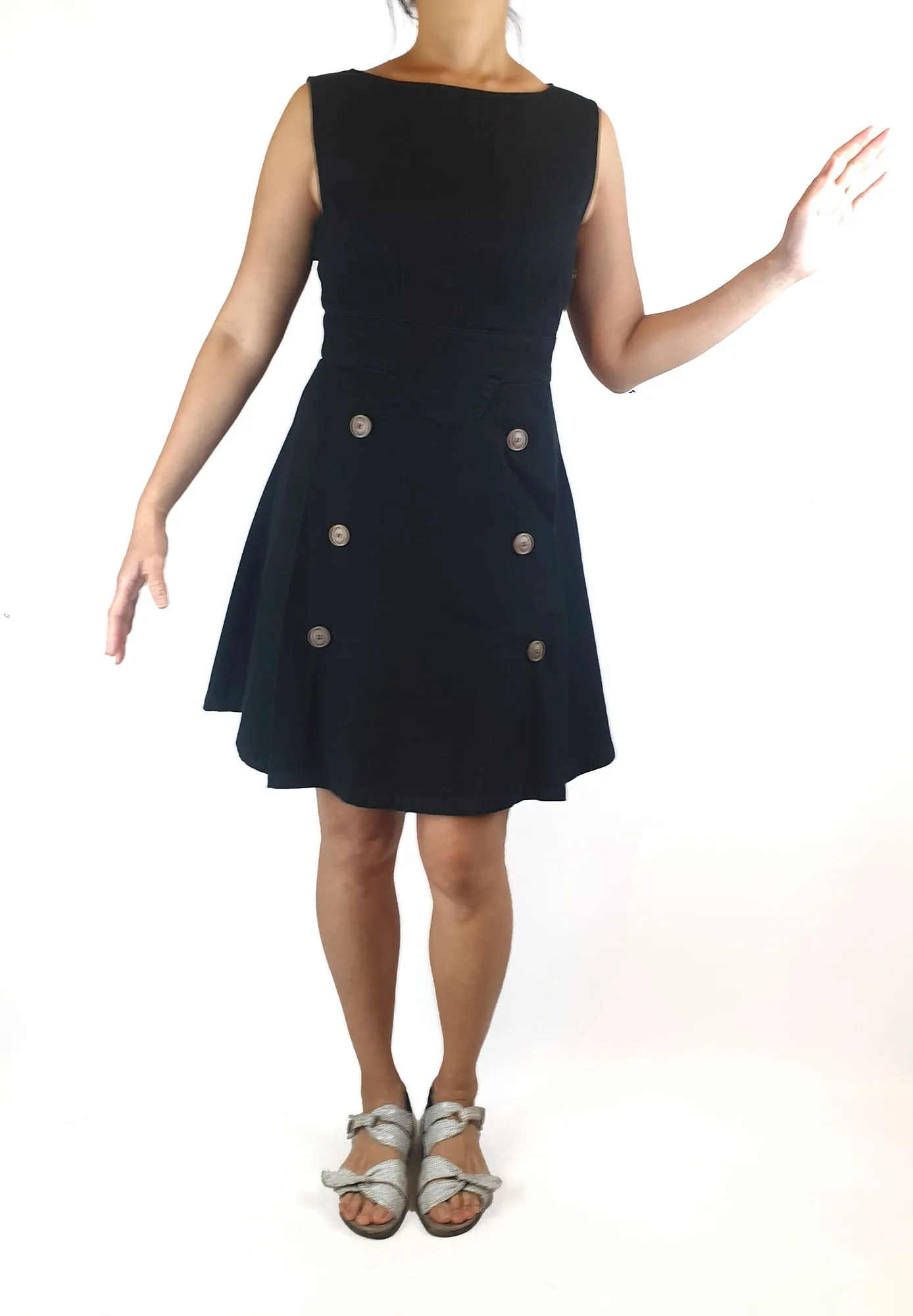 Lush black sleeveless dress with front button detail size 10