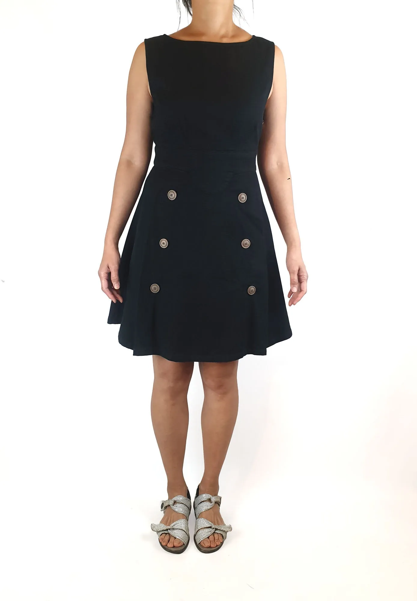 Lush black sleeveless dress with front button detail size 10