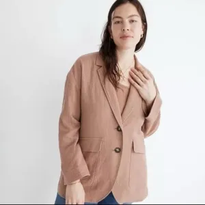 MADEWELL Blazer Cotton-Linen Relaxed Larsen Jacket in Faded Earth