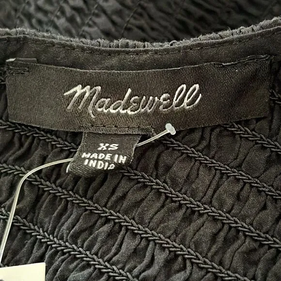 Madewell NWT The Melody Smocked Midi Dress Size XS in True Black