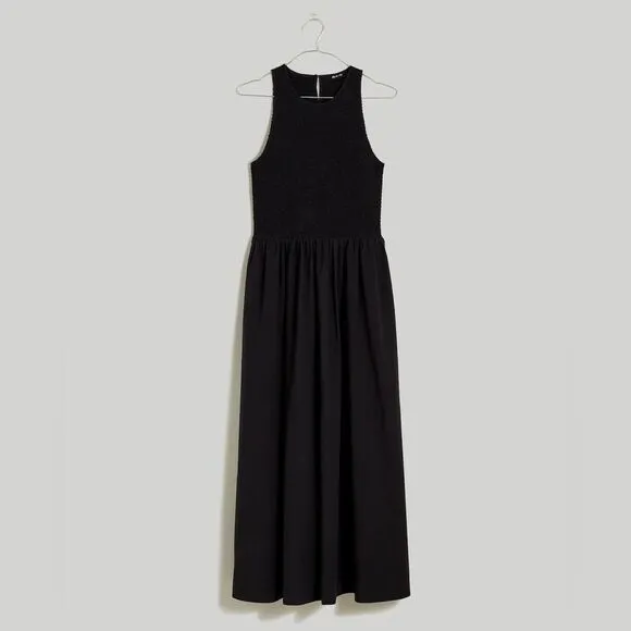 Madewell NWT The Melody Smocked Midi Dress Size XS in True Black