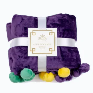 Mardi Gras Cozy Pom Pom Throw, 50x60