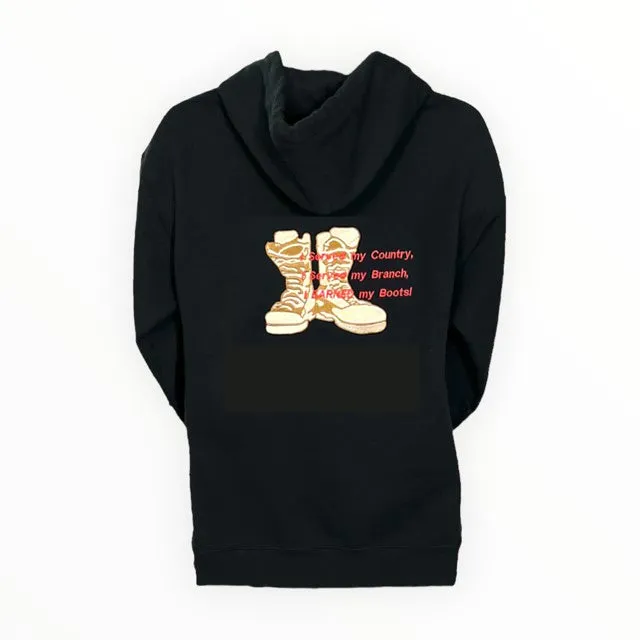 MARINES - Custom Embroidered by Veteran Women, 'I EARNED my Boots!' Hoodie