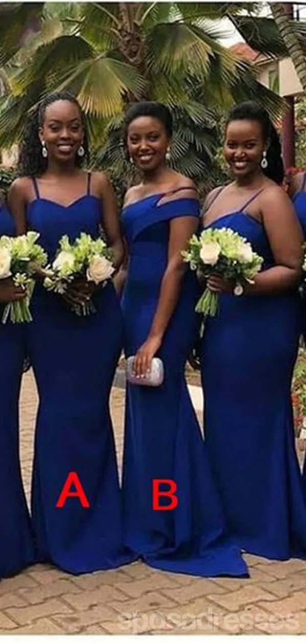 Mismatched Royal Blue Mermaid Cheap Long Bridesmaid Dresses,WG1323