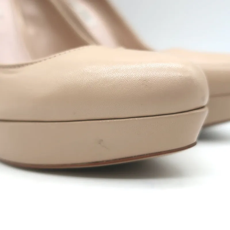 Miu Miu Platform Pumps Nude Leather Size 37