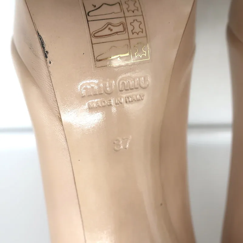 Miu Miu Platform Pumps Nude Leather Size 37