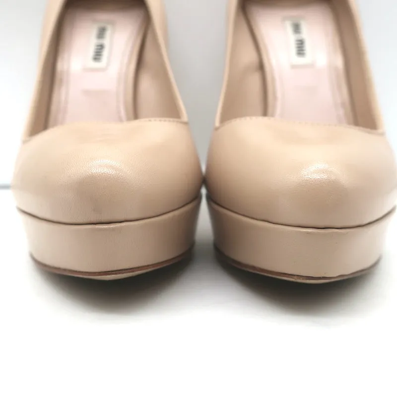 Miu Miu Platform Pumps Nude Leather Size 37