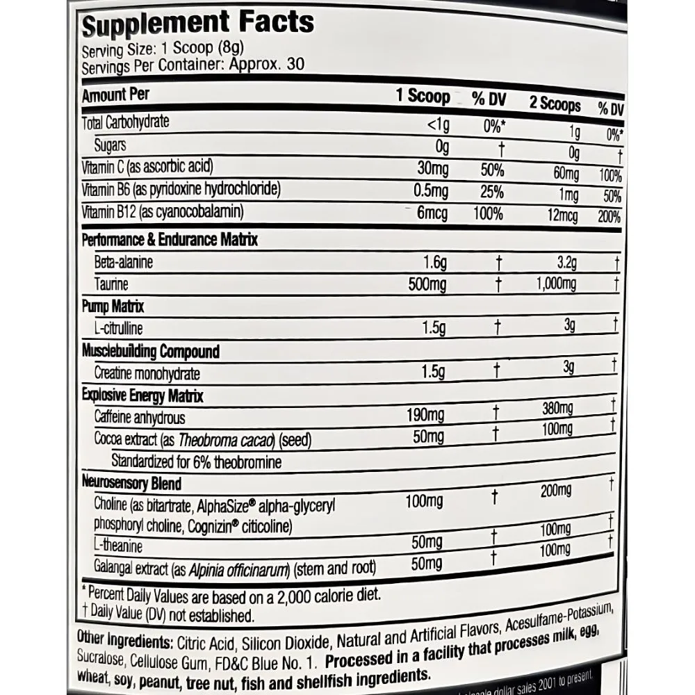 MuscleTech Vapor X5 Pre-Workout 30 servings