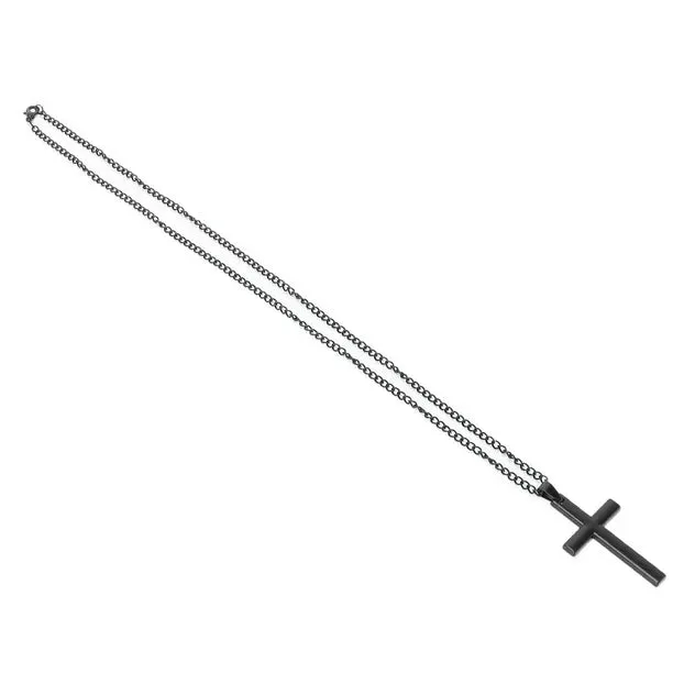 NEW Durable Black Metal Electroplated Cross Pendant necklace, waterproof! Cross is removable
