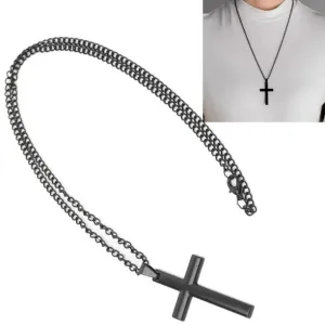 NEW Durable Black Metal Electroplated Cross Pendant necklace, waterproof! Cross is removable