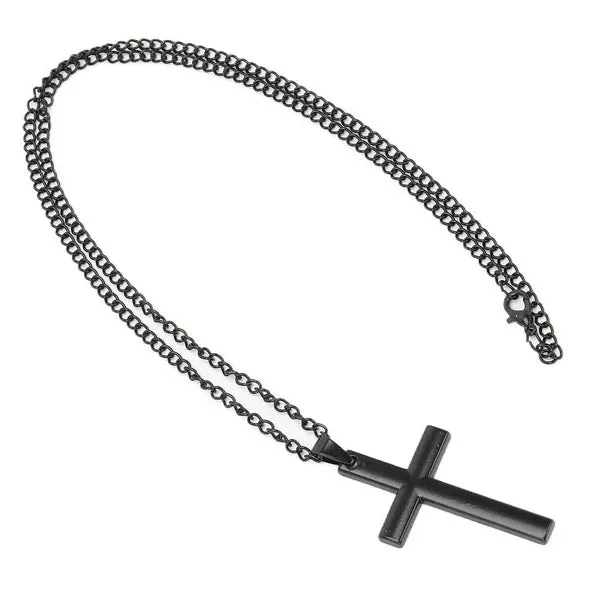 NEW Durable Black Metal Electroplated Cross Pendant necklace, waterproof! Cross is removable
