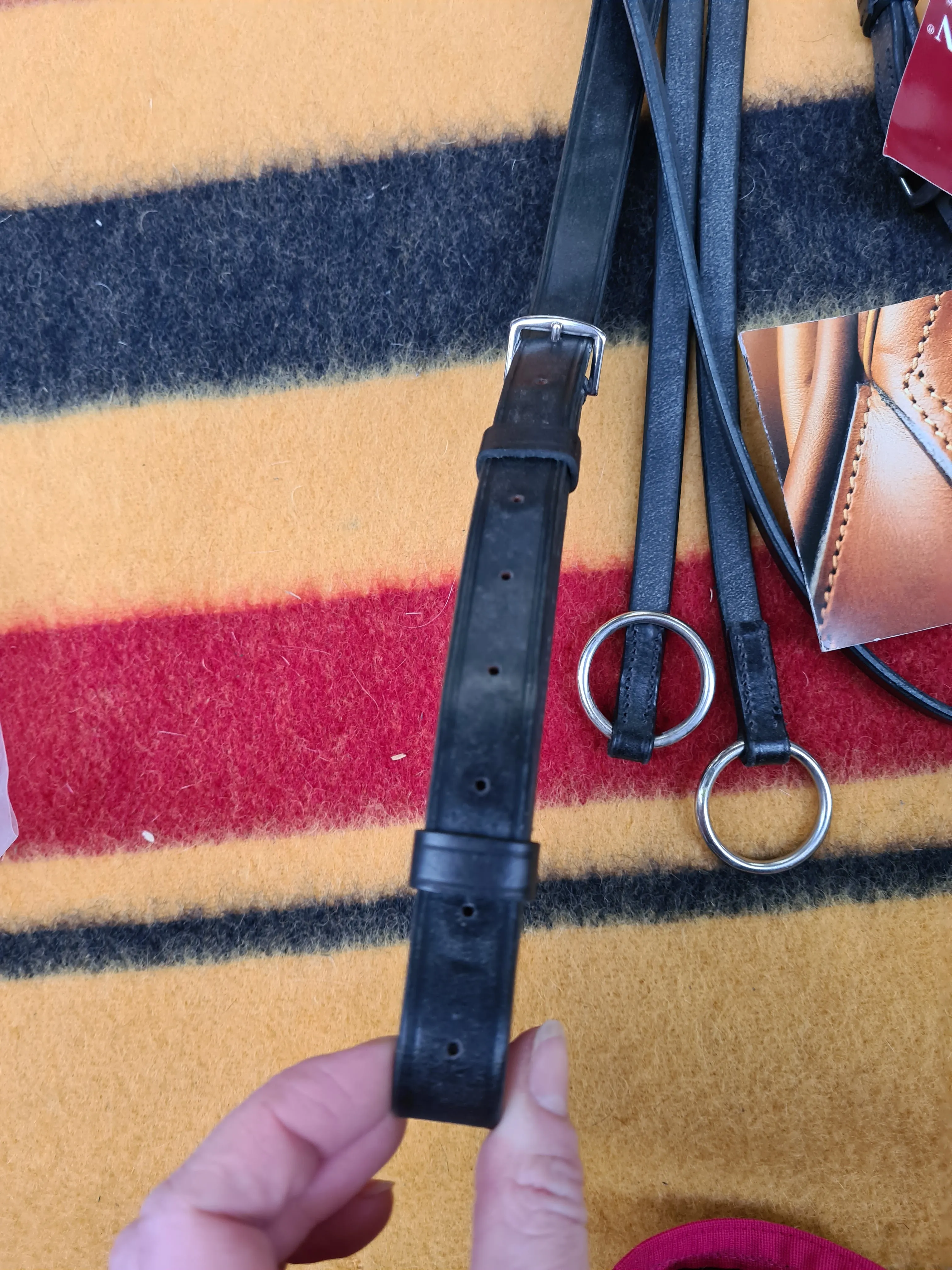 NEW jeffries running martingale size pony, black english leather FREE POSTAGE *