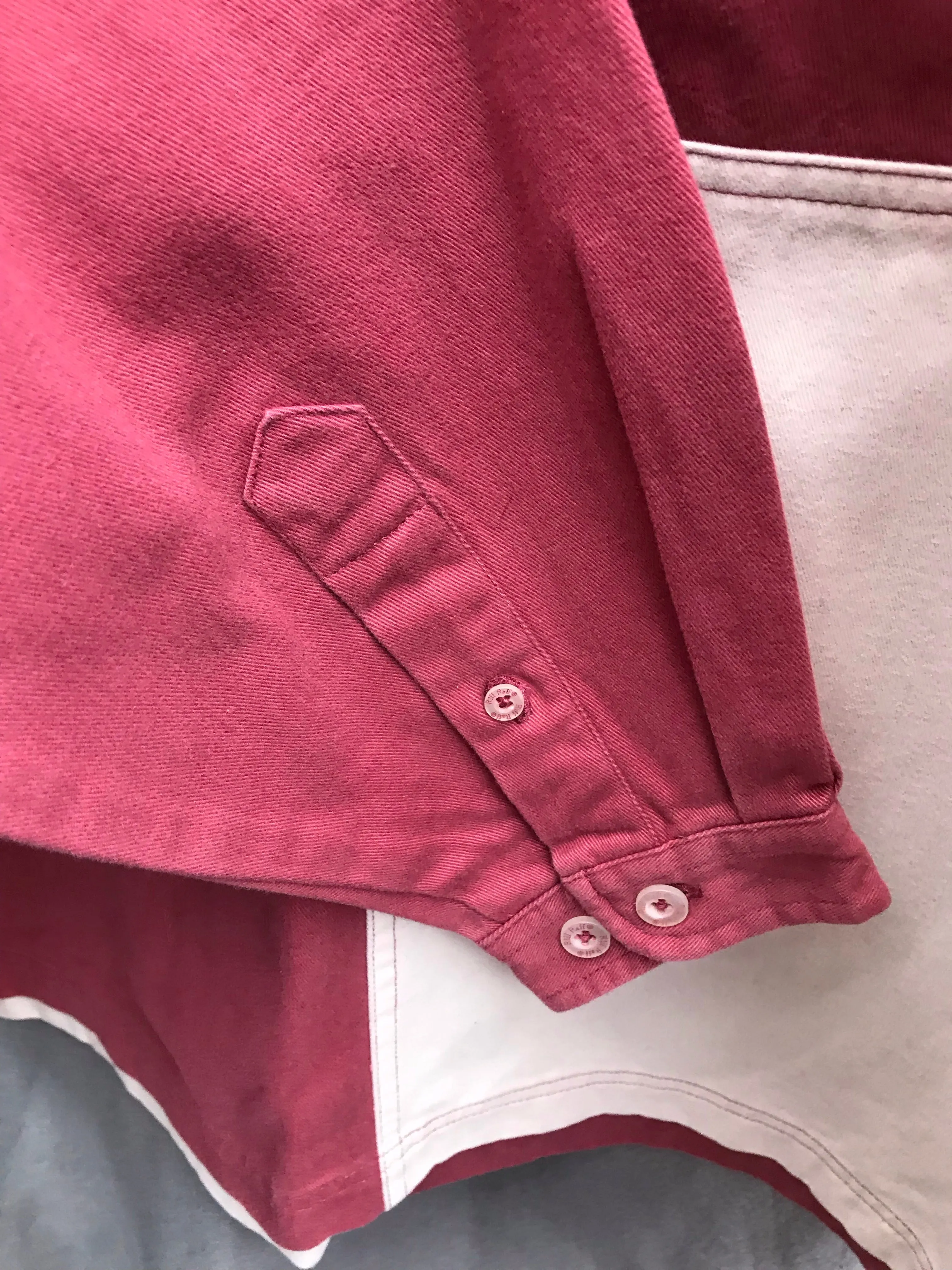 new riff raff cotton twill over shirt cream and red FREE POSTAGE