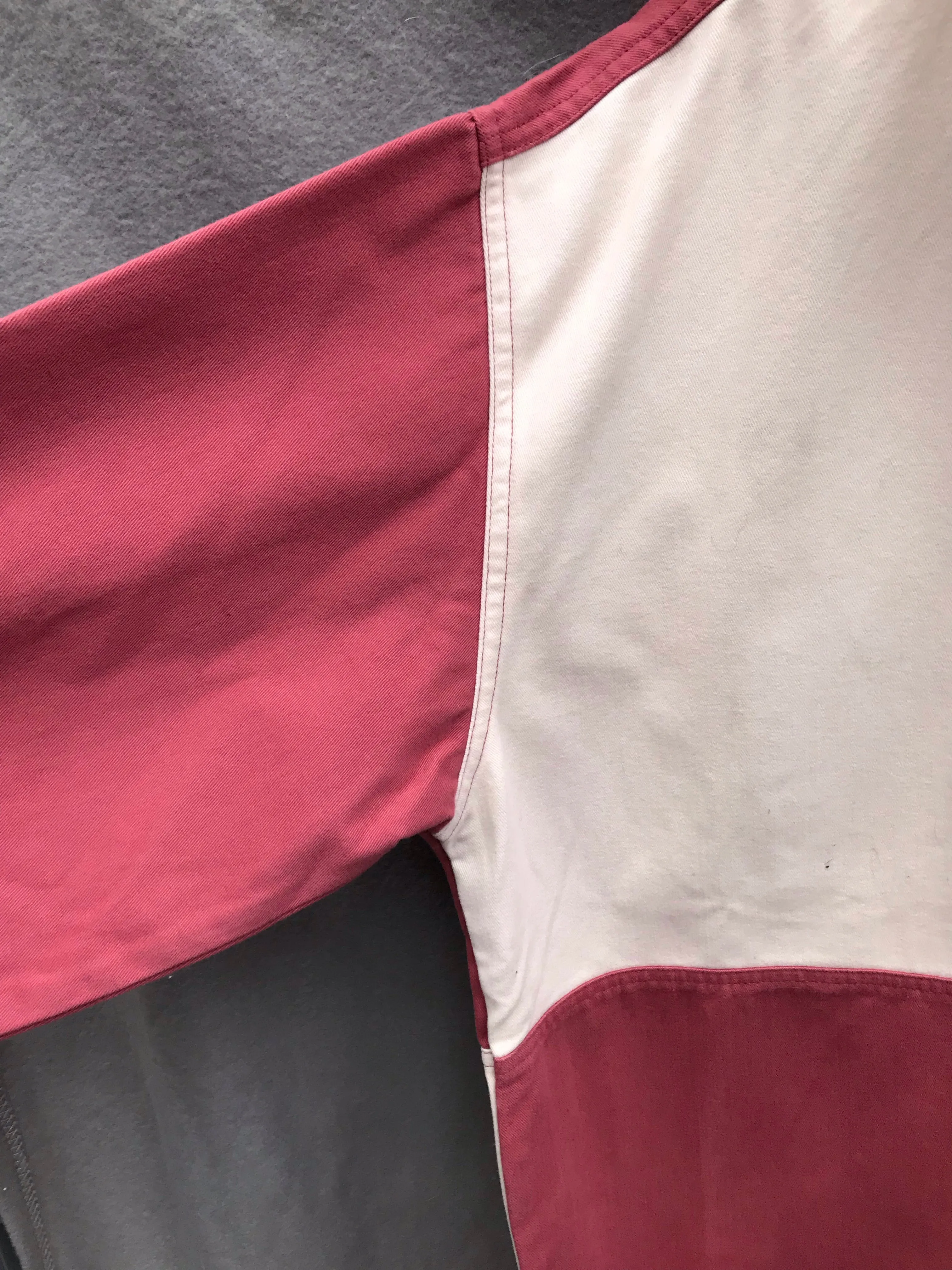 new riff raff cotton twill over shirt cream and red FREE POSTAGE
