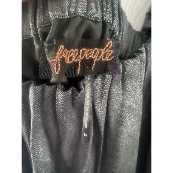 NWT Free People Mara Dark Grey Metallic Puff Sleeve Shift Dress Size Small