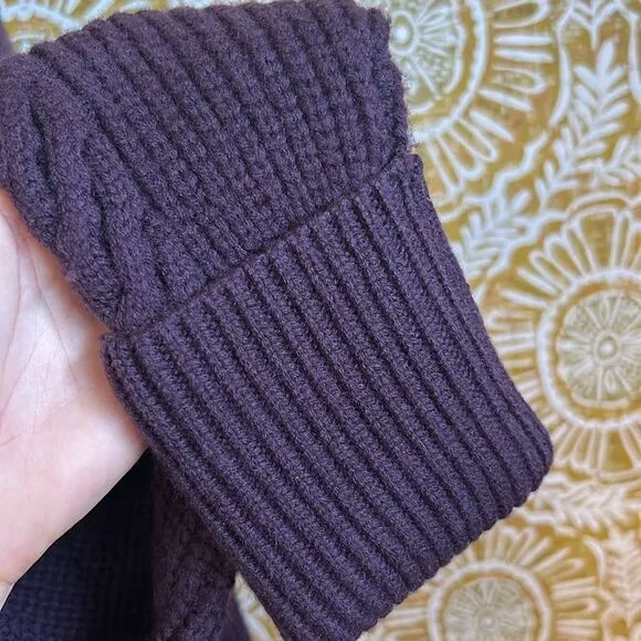 NWT PAIGE Lorilee Turtleneck Cable Knit Wool Blend Sweater in Dark Sangria sz M