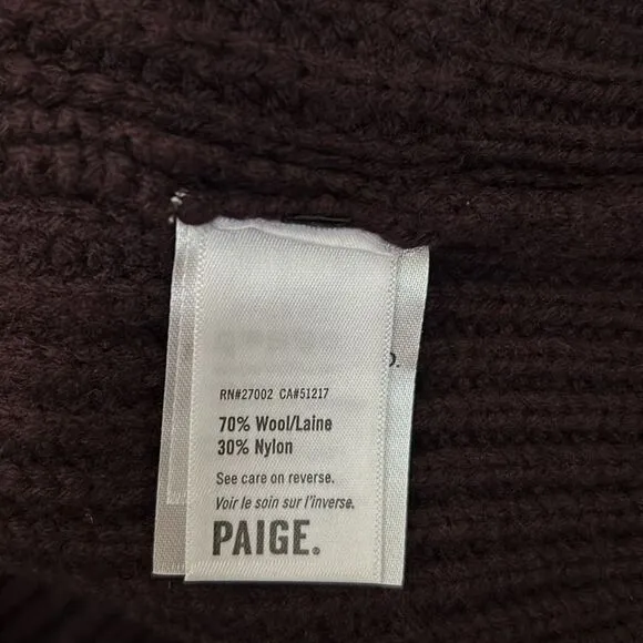 NWT PAIGE Lorilee Turtleneck Cable Knit Wool Blend Sweater in Dark Sangria sz M