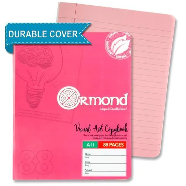 Ormond A11 88 Page Durable Cover - Visual Memory Aid - Copy Book - Pink