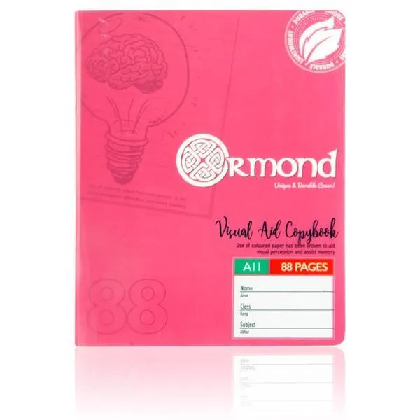 Ormond A11 88 Page Durable Cover - Visual Memory Aid - Copy Book - Pink