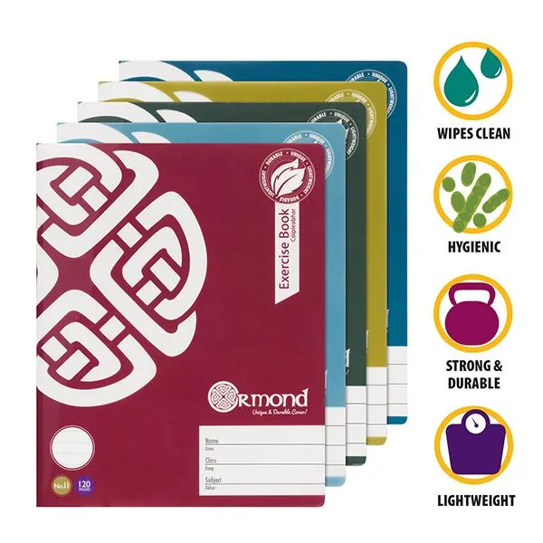 Ormond - Pack of 5x No.11 - 120 Page Durable Cover Copy Books - Bold