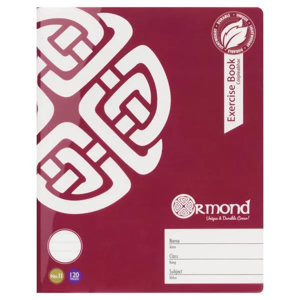 Ormond - Pack of 5x No.11 - 120 Page Durable Cover Copy Books - Bold