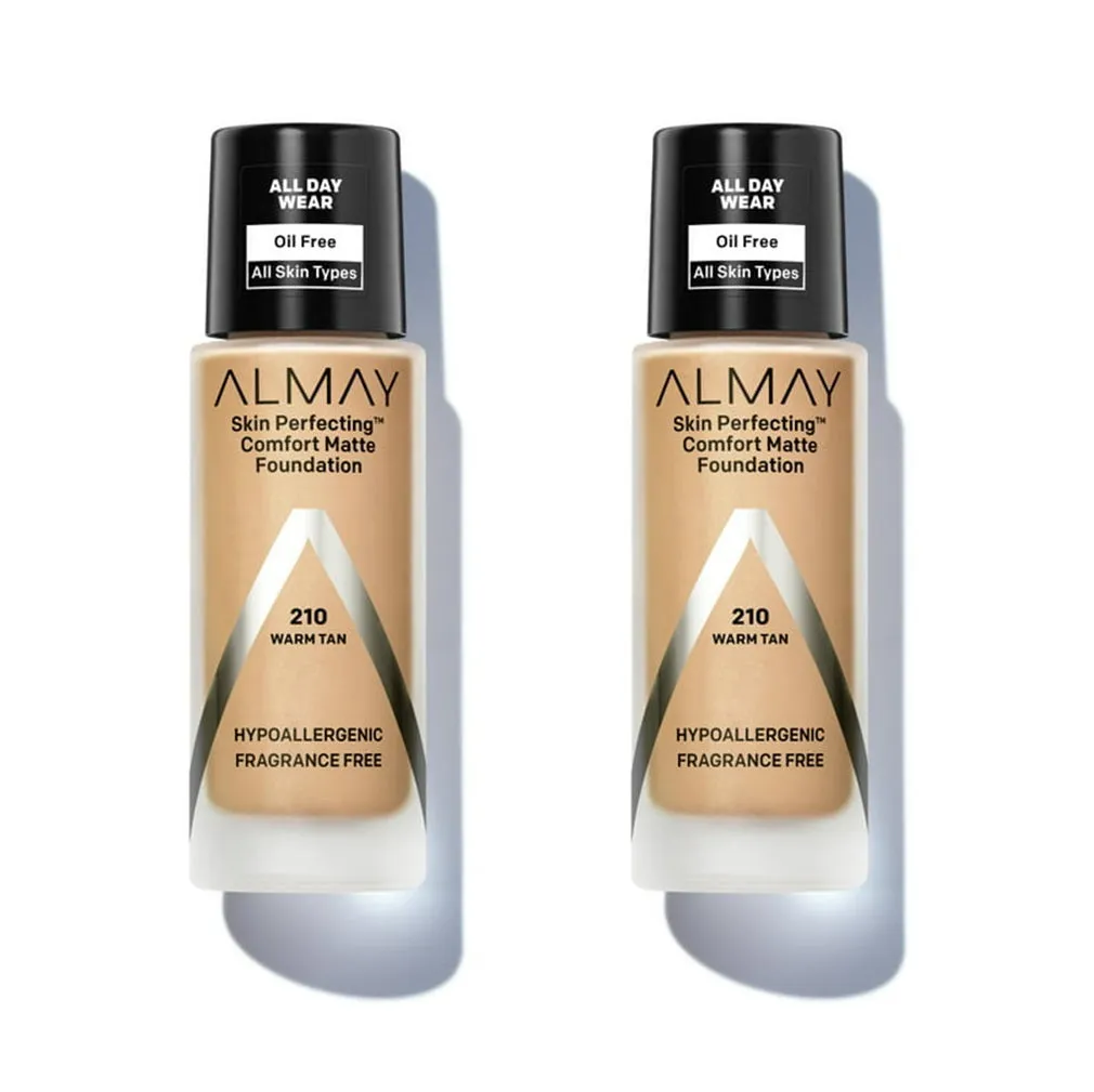 Pack of Almay Skin Perfecting Comfort Matte Foundation, Warm Tan 210
