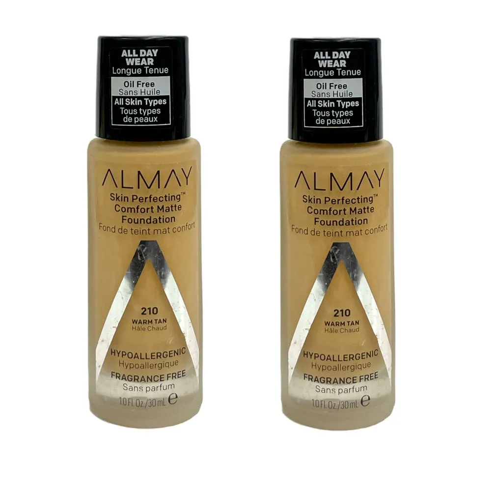 Pack of Almay Skin Perfecting Comfort Matte Foundation, Warm Tan 210