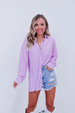 Paige Plisse Button Down Blouse - Lavender