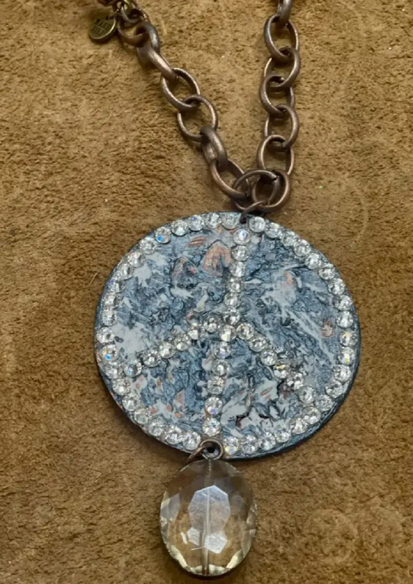 Peace Out Copper and Leather Necklace by A Rare Bird
