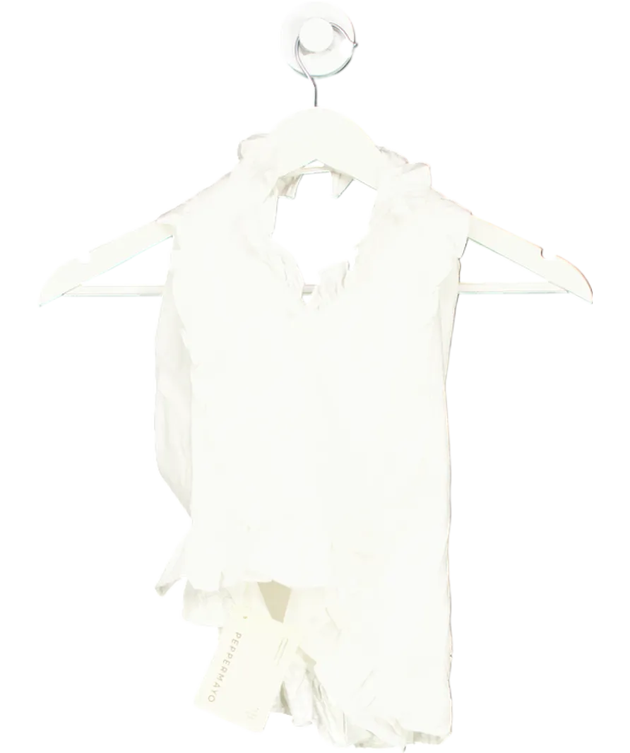 Peppered Mayo White Mariella Linen Top UK 6
