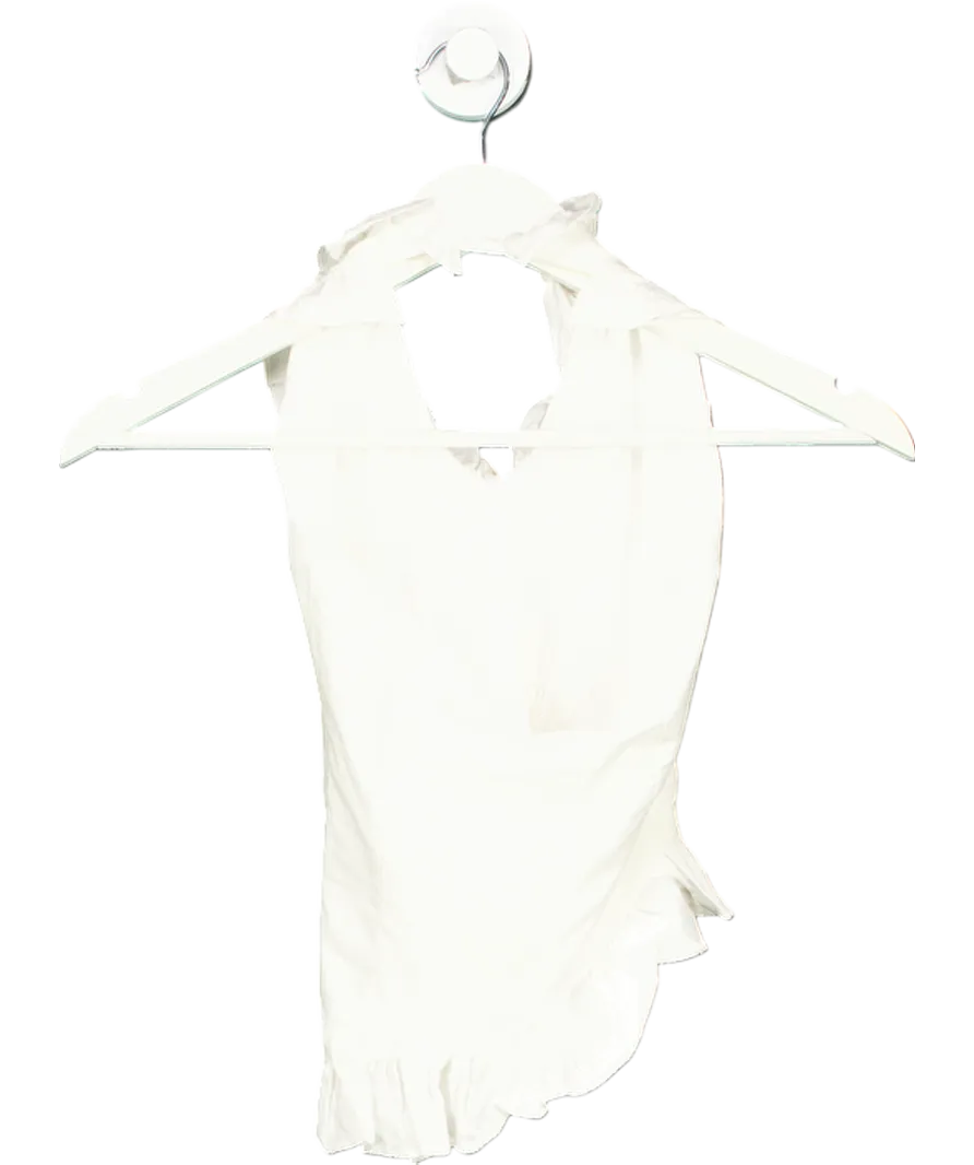 Peppered Mayo White Mariella Linen Top UK 6