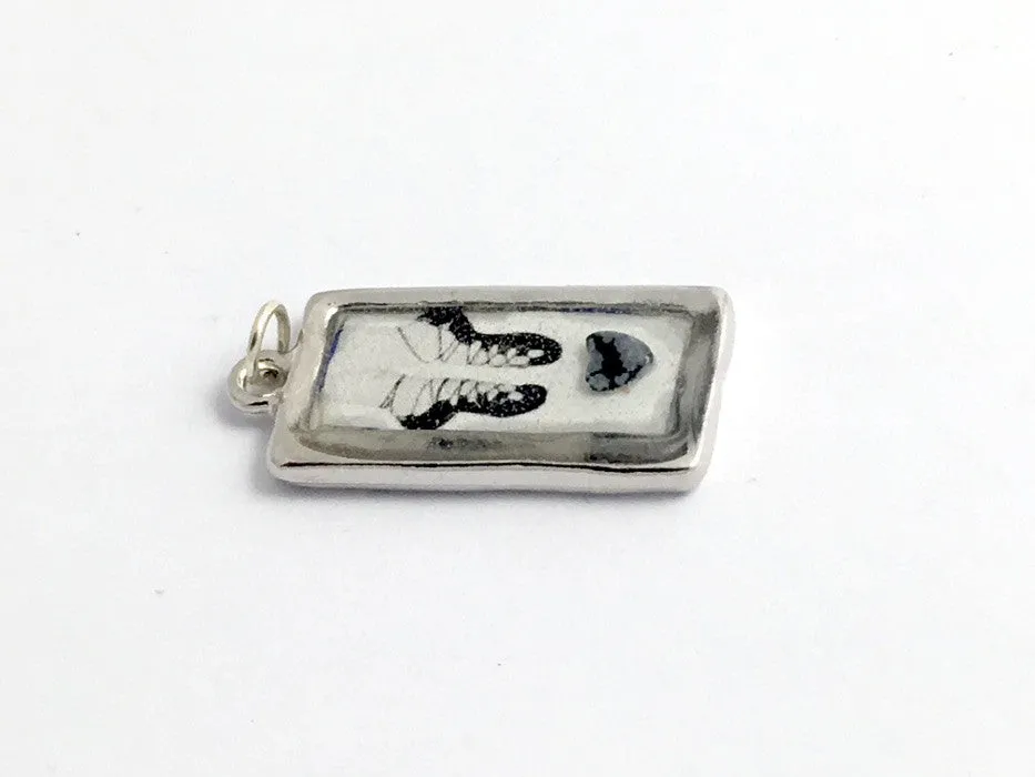 Pewter Frame with Irish Dance soft shoes and heart print pendant-resin, Feis,