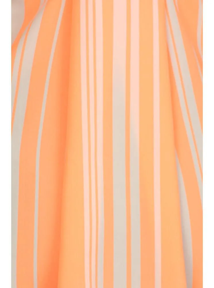 Plus Size Breezy Striped Orange Chiffon Top