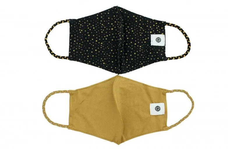 Pom Masks by Pomchies - Black w/Gold Dots / Solid Old Gold