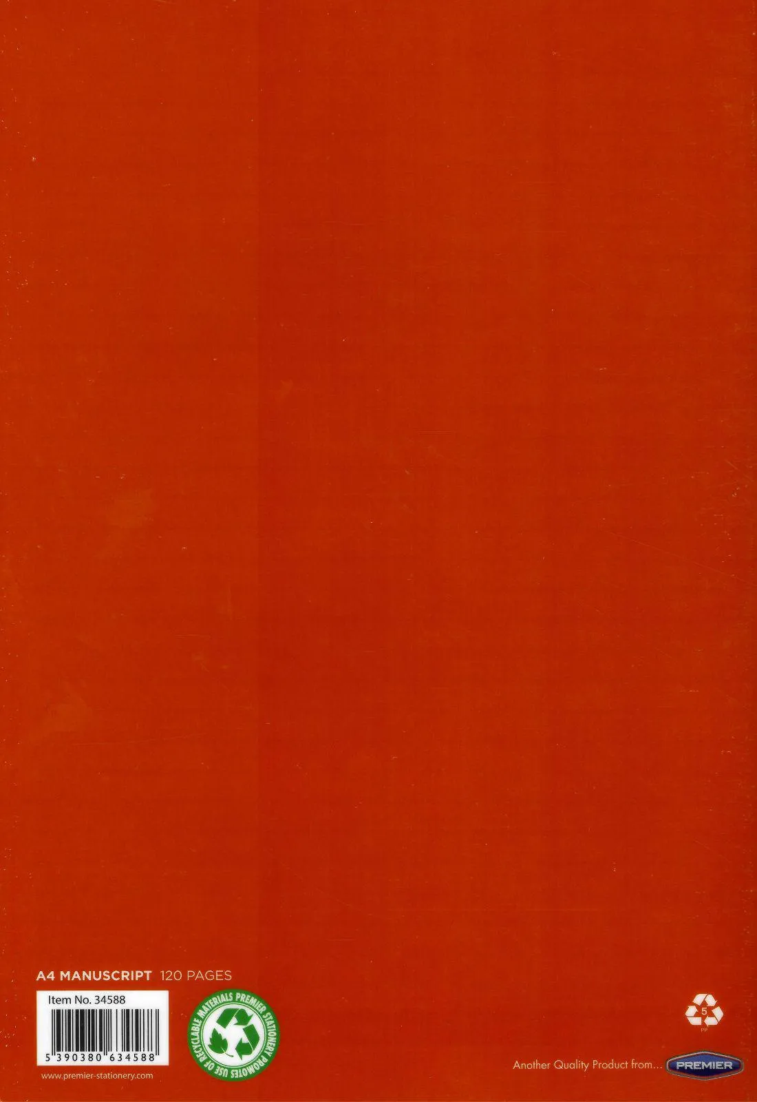 Premto A4 Durable Cover 120 page Manuscript Book - Ketchup Red