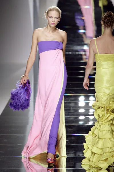 Prettiest Spring 2008 Valentino Runway Strapless Dress in Pink Yellow & Purple