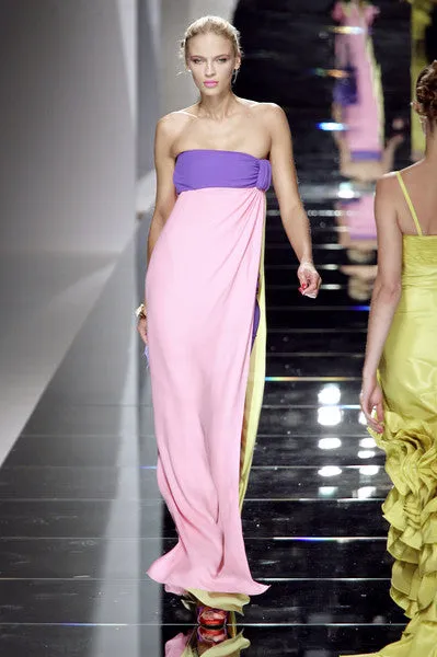 Prettiest Spring 2008 Valentino Runway Strapless Dress in Pink Yellow & Purple
