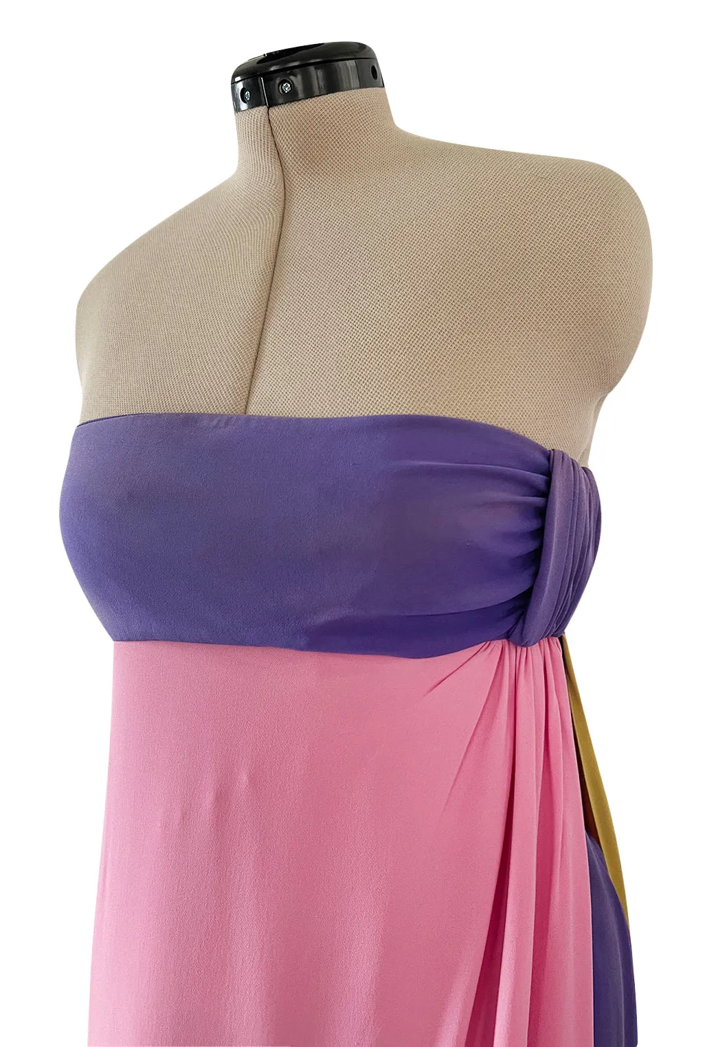 Prettiest Spring 2008 Valentino Runway Strapless Dress in Pink Yellow & Purple