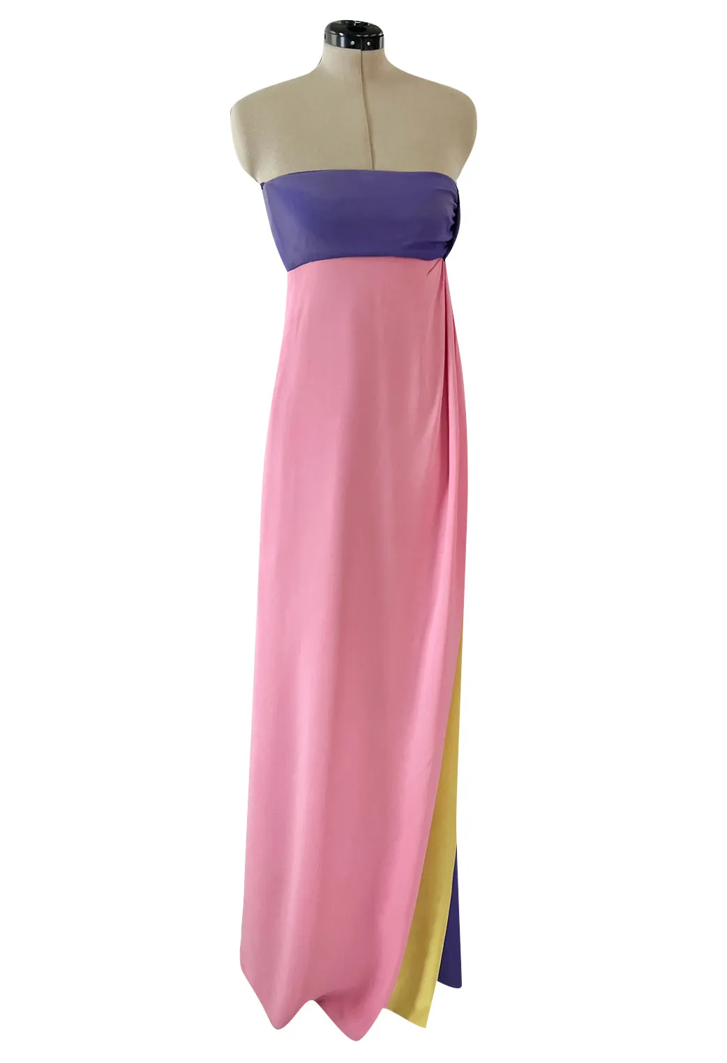Prettiest Spring 2008 Valentino Runway Strapless Dress in Pink Yellow & Purple