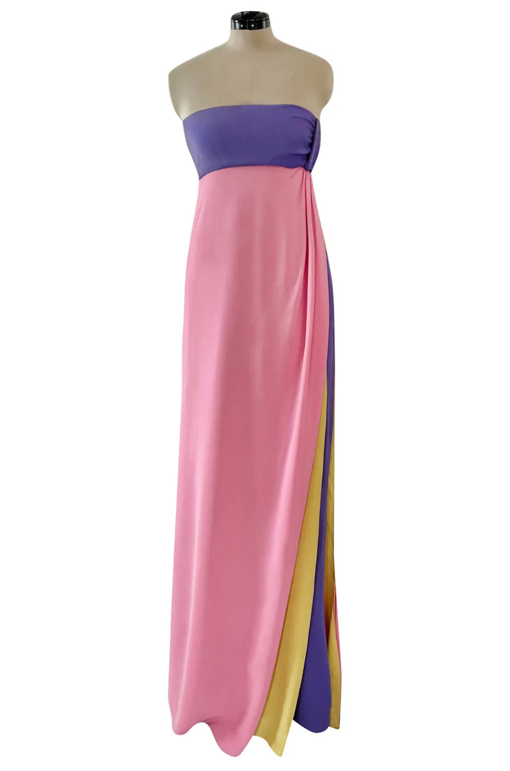 Prettiest Spring 2008 Valentino Runway Strapless Dress in Pink Yellow & Purple