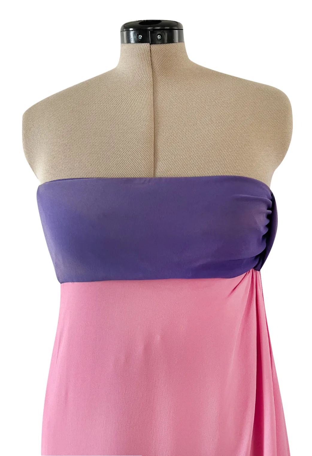Prettiest Spring 2008 Valentino Runway Strapless Dress in Pink Yellow & Purple