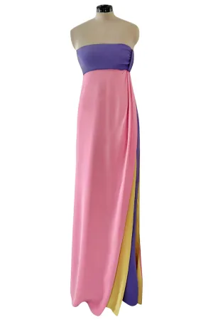 Prettiest Spring 2008 Valentino Runway Strapless Dress in Pink Yellow & Purple