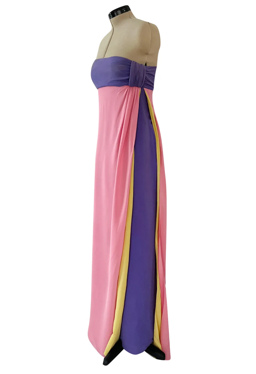 Prettiest Spring 2008 Valentino Runway Strapless Dress in Pink Yellow & Purple