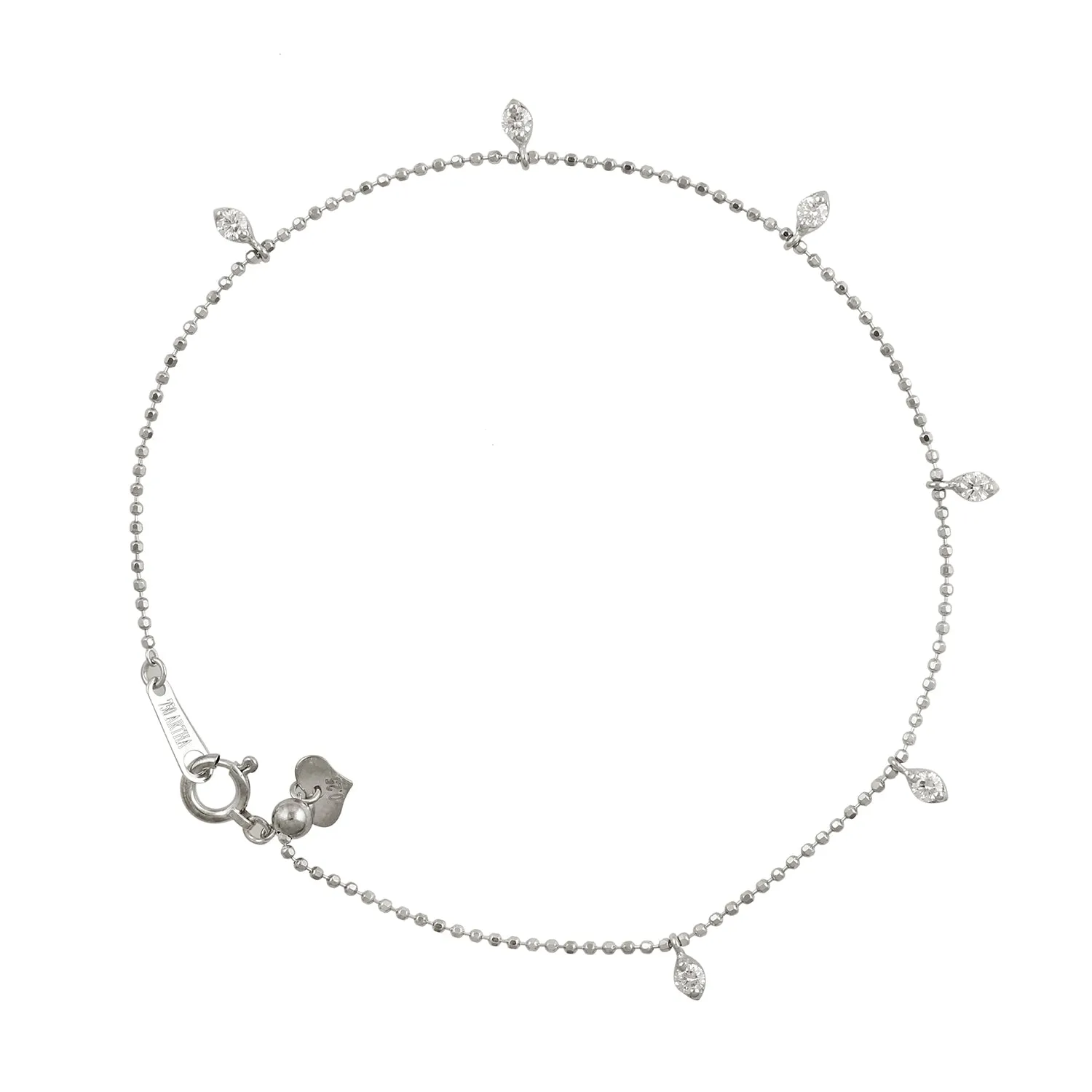 Prong Set Diamond Bracelet In 18k White Gold Dot Ball Chain Clasp Lock Jewelry For Gift