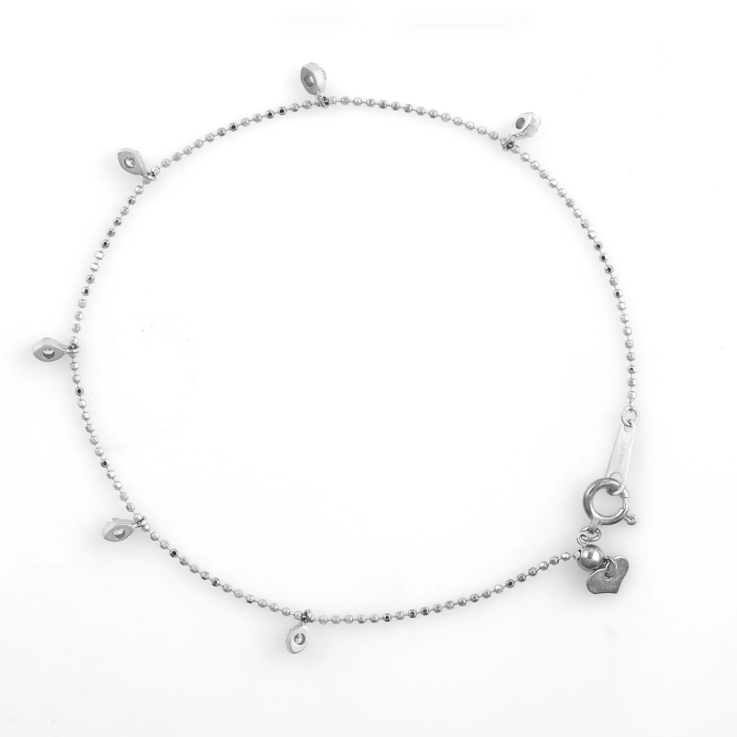 Prong Set Diamond Bracelet In 18k White Gold Dot Ball Chain Clasp Lock Jewelry For Gift