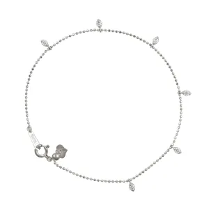 Prong Set Diamond Bracelet In 18k White Gold Dot Ball Chain Clasp Lock Jewelry For Gift